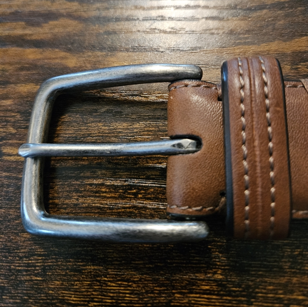 Columbia Brown Leather Belt with Silver Buckle